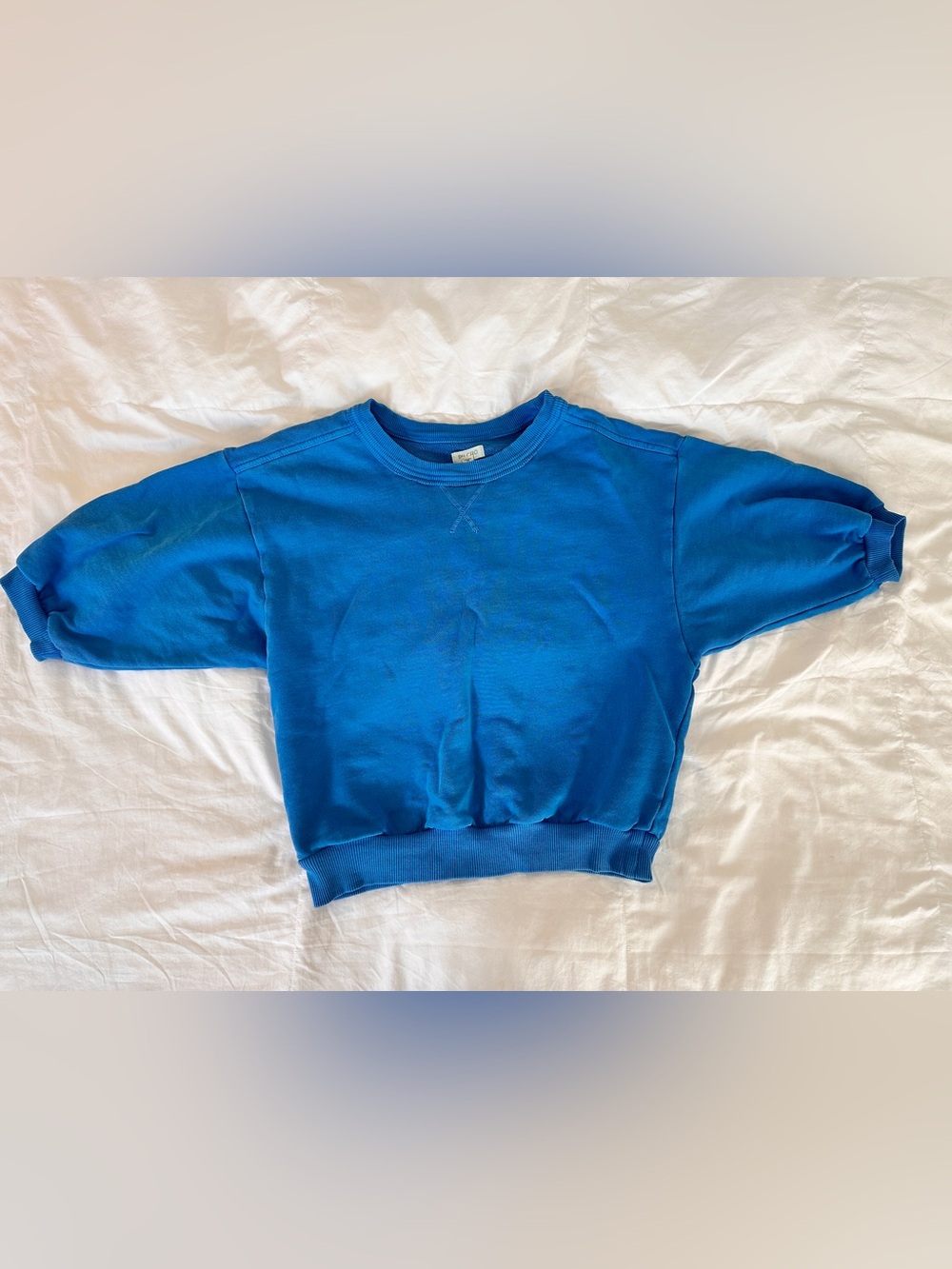 PILCRO Women’s Cobalt Blue Floral Embroidered Bubble Sweatshirt - Picture 2 of 2